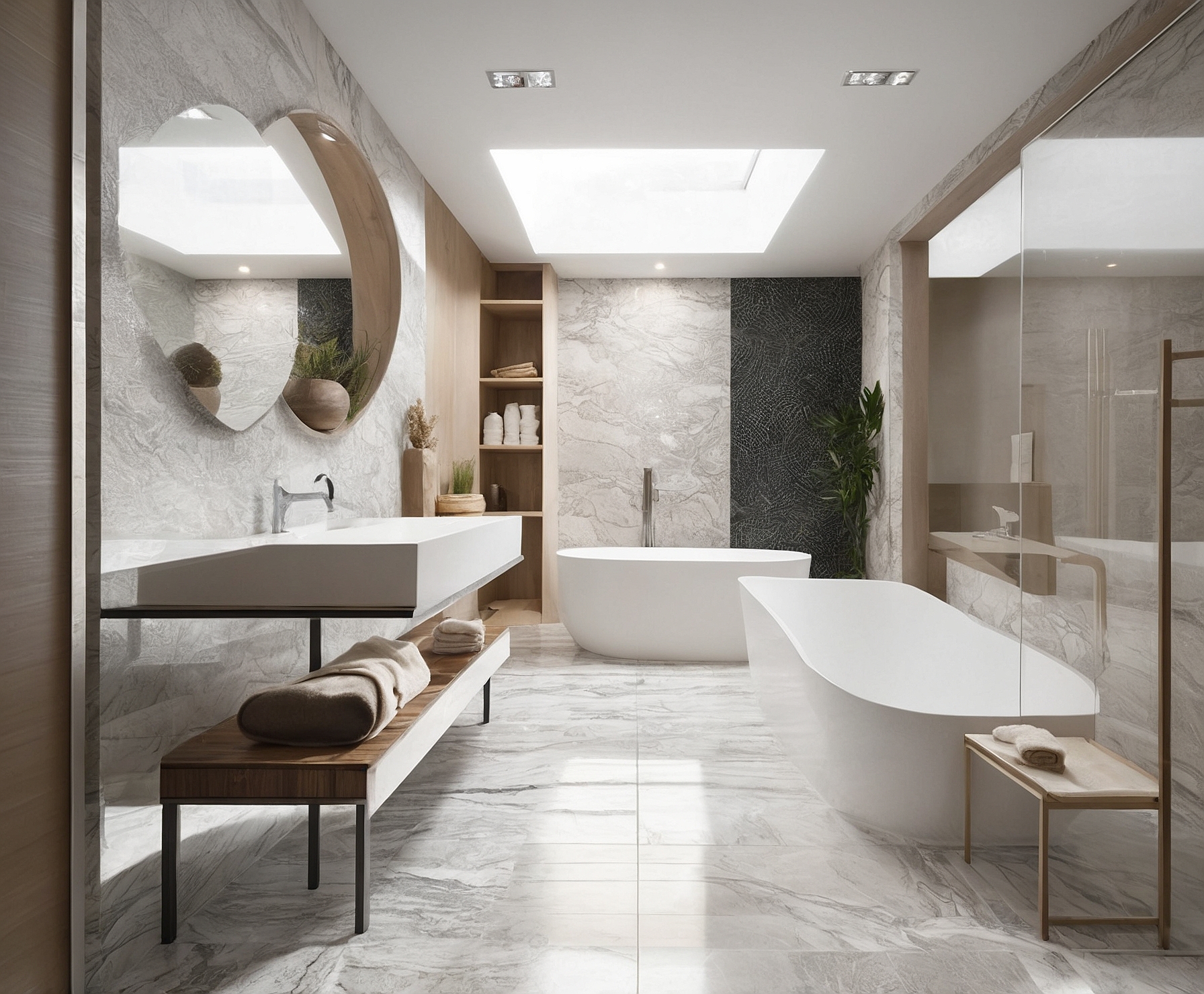 Baño renovado con cerámicas elegantes y duraderas